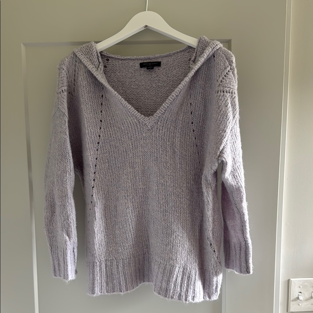 American Eagle Outfitters Light Purple V-Neck Sweater